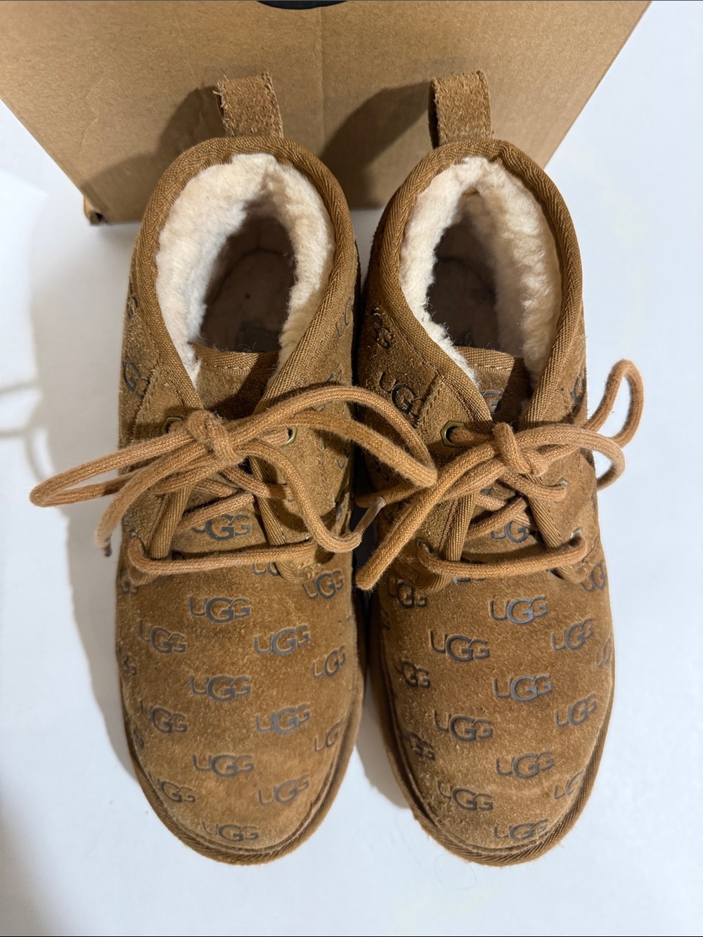 UGG Neumel Emboss Chukka Boot women’s  8 - Chestnut  Logo Suede - Picture 7 of 11